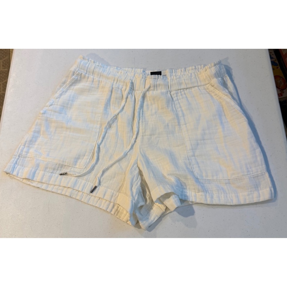 Gap Crinkle Gauze Shorts Off White Cotton Drawstring Pockets 616696 Large
